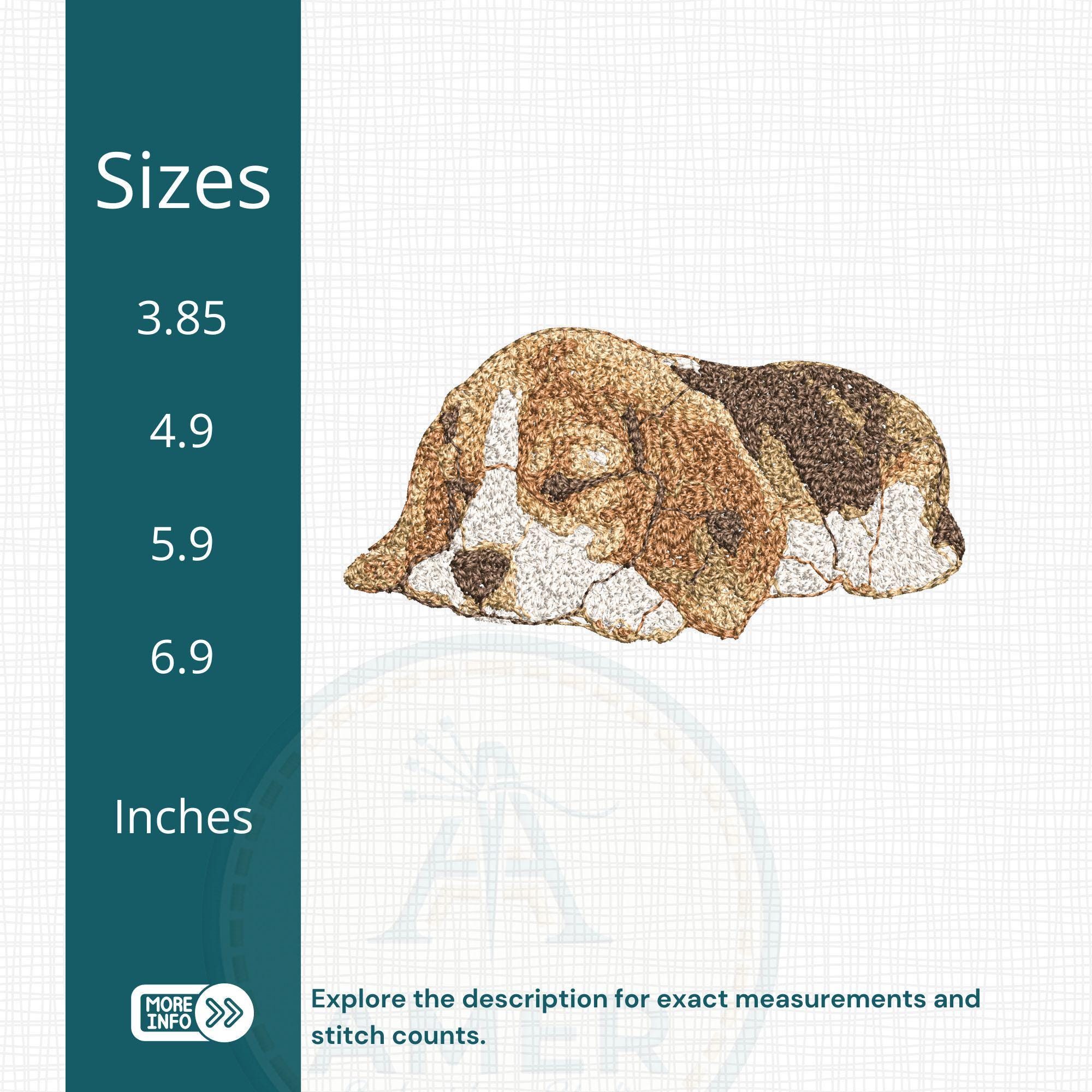 Sleeping Beagle Puppy Machine Embroidery Design mockup preview 3