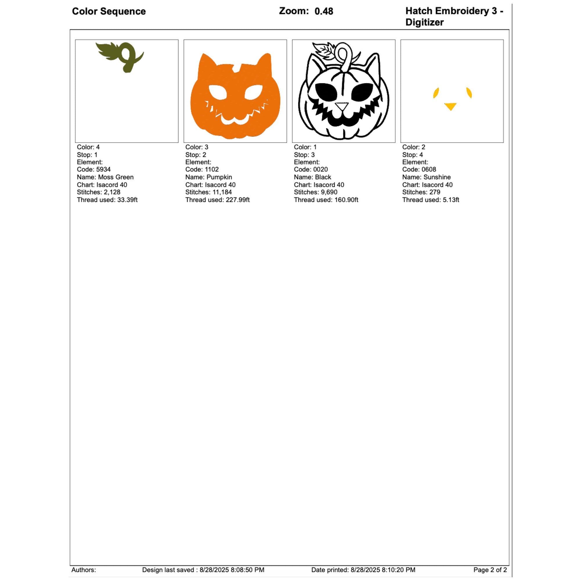 Spooky Pumpkin Cat Halloween Embroidery Design mockup preview 10