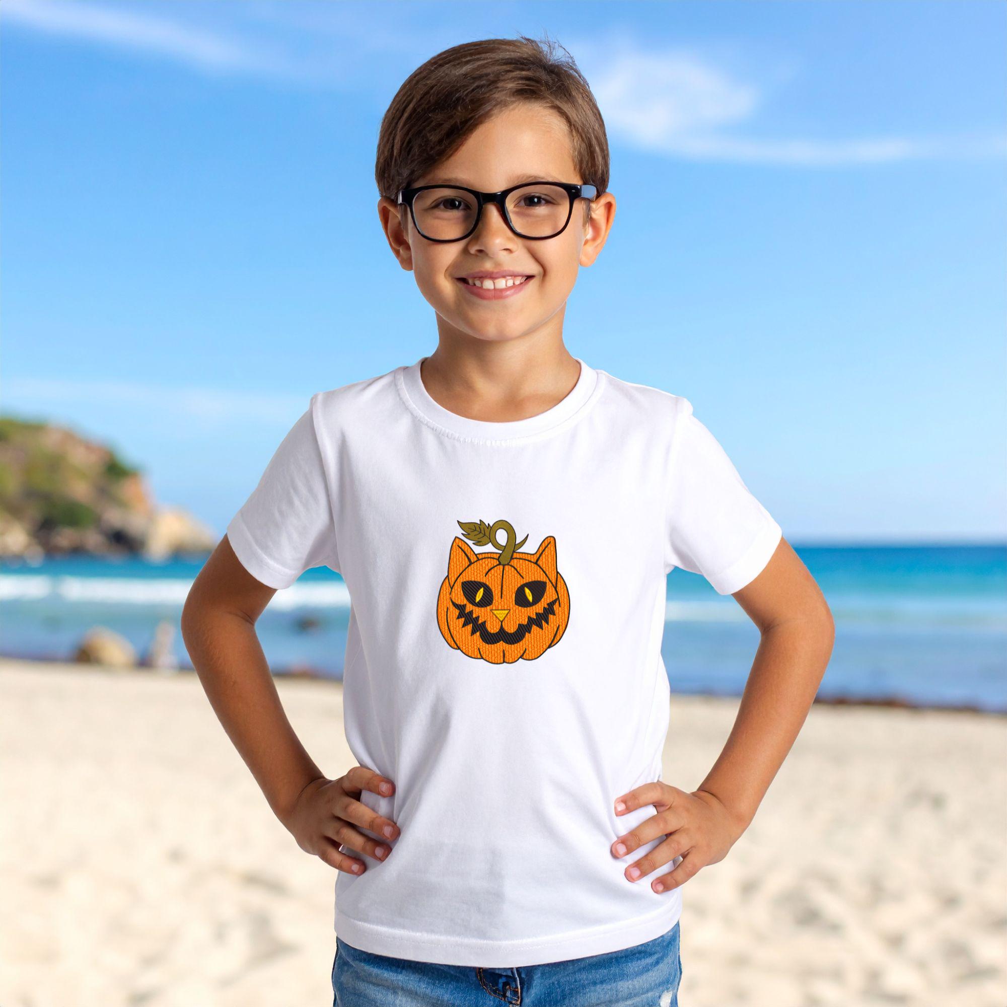 Spooky Pumpkin Cat Halloween Embroidery Design mockup preview 7