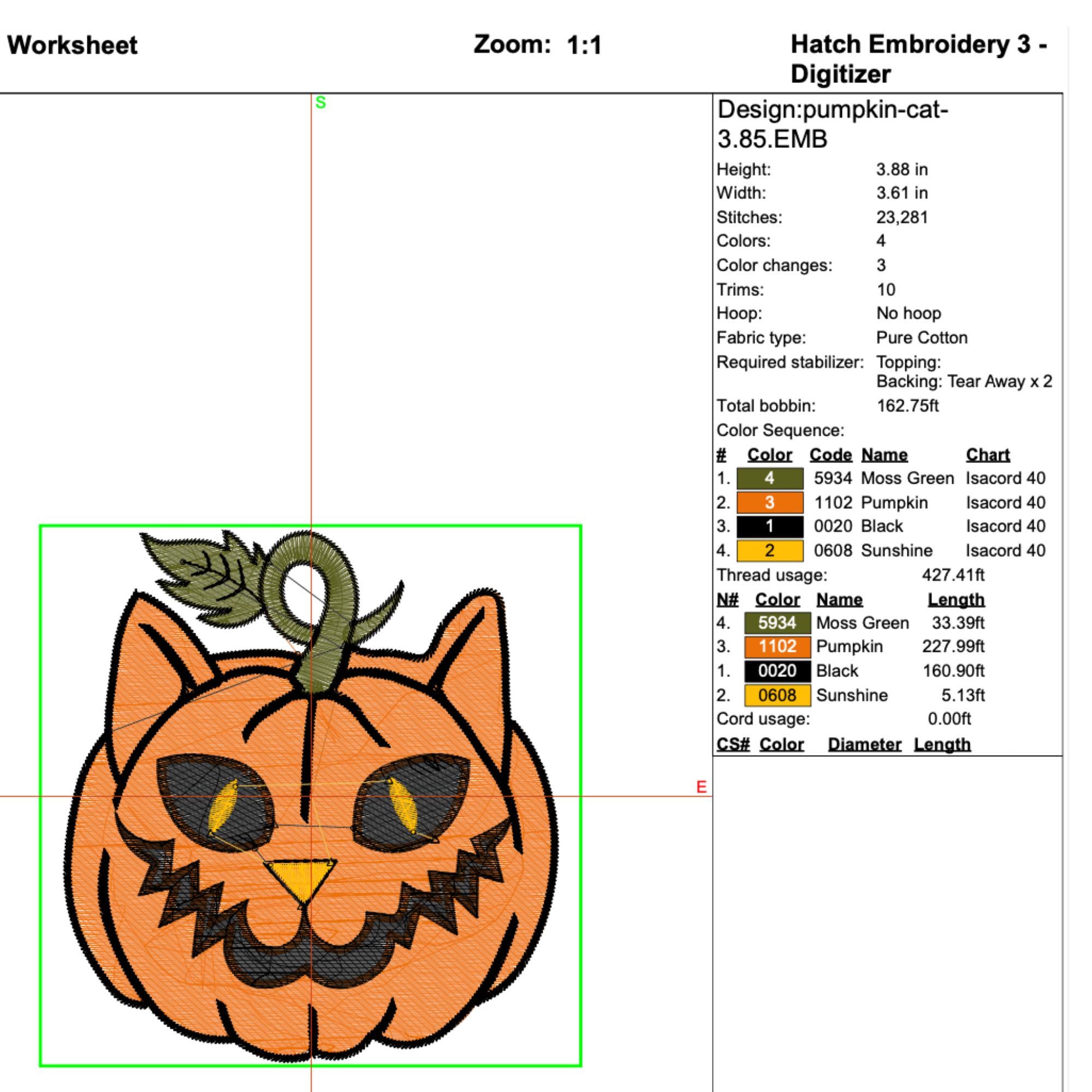 Spooky Pumpkin Cat Halloween Embroidery Design mockup preview 9