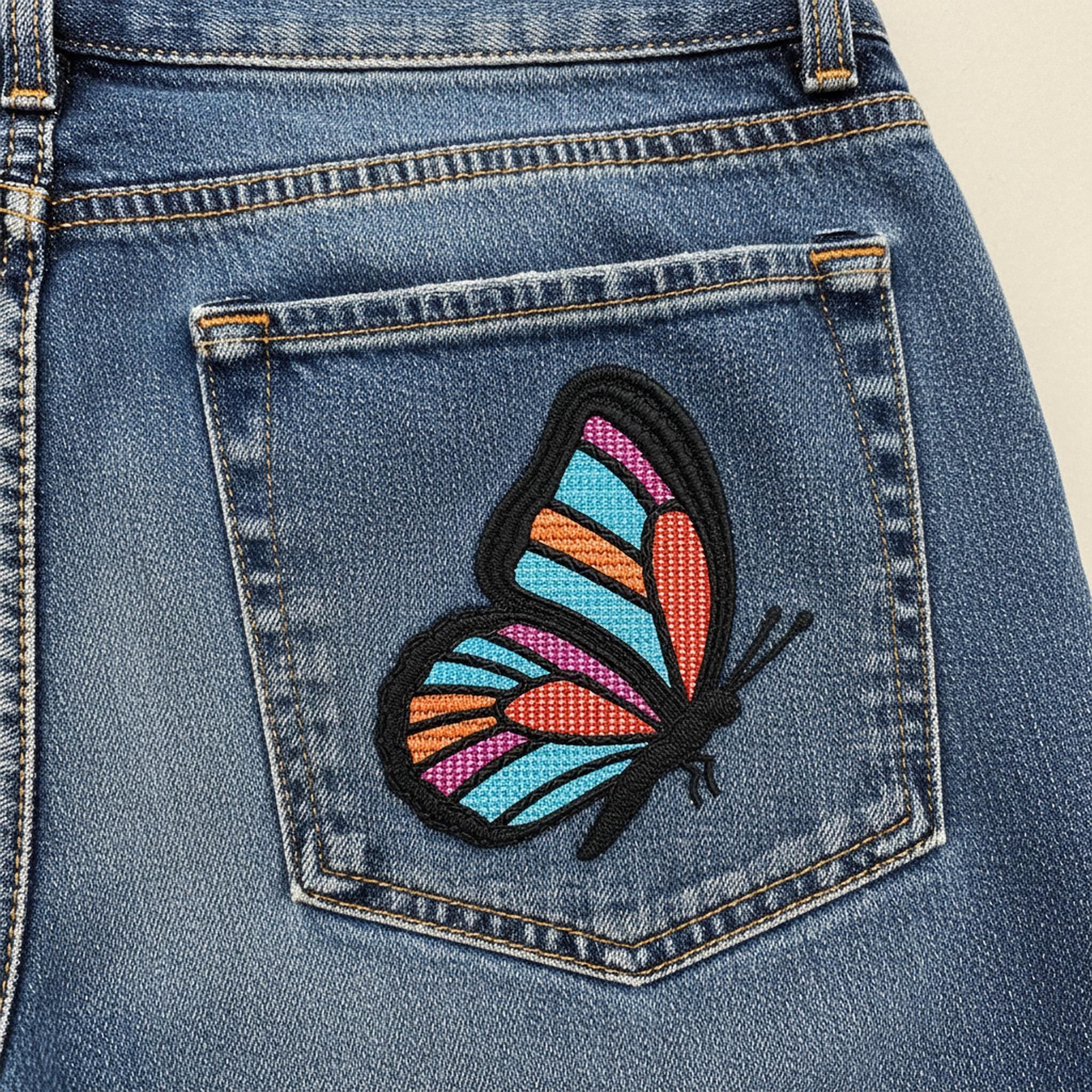 color options for Stained Glass Colorful Butterfly Embroidery