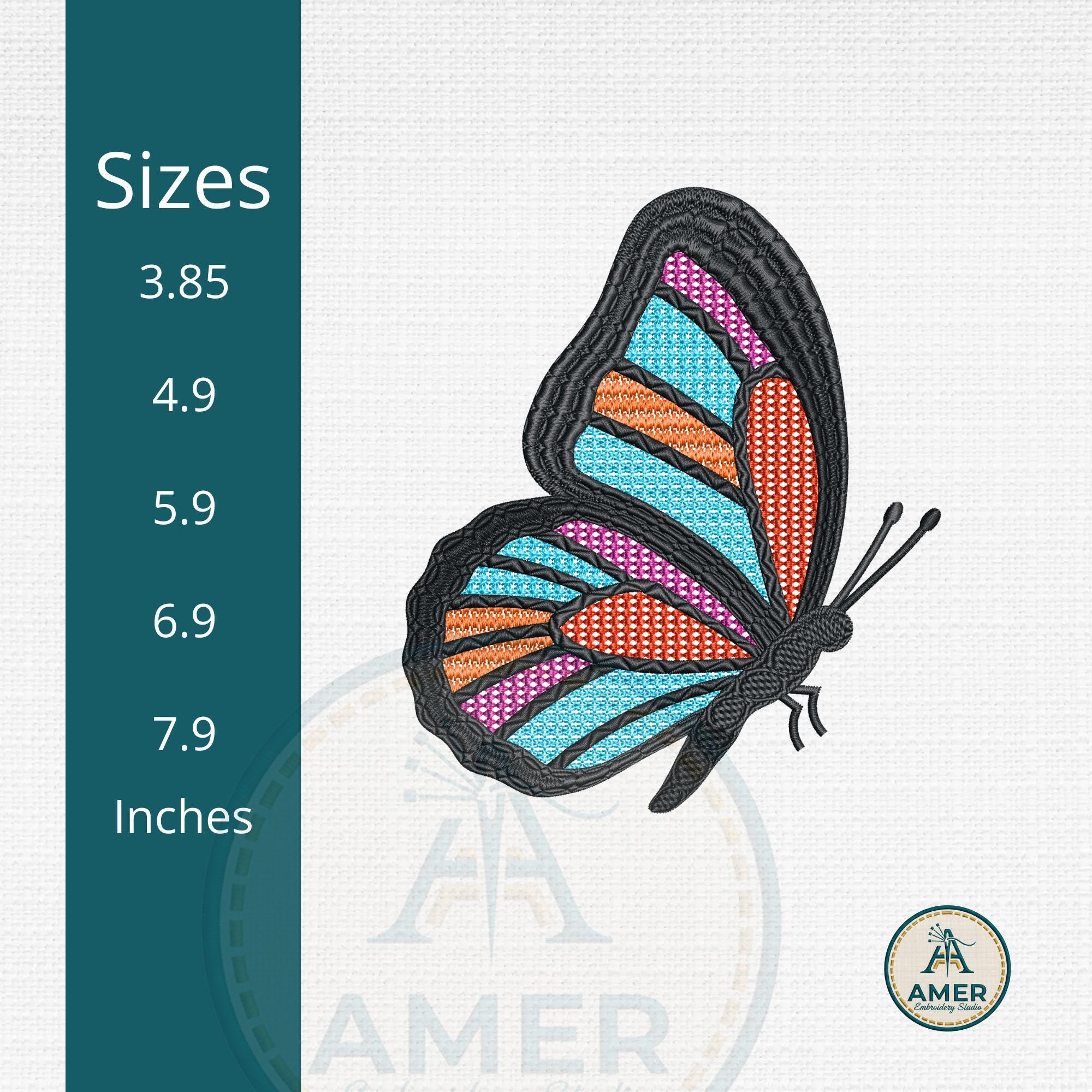 Stained Glass Colorful Butterfly Embroidery mockup preview 2