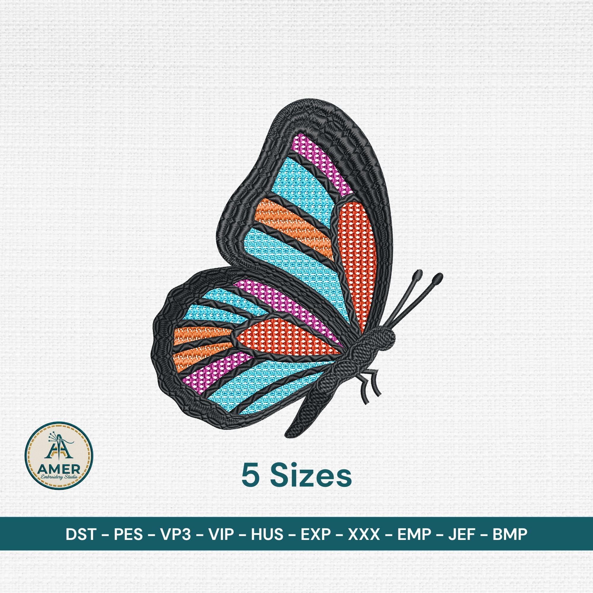 size chart for Stained Glass Colorful Butterfly Embroidery