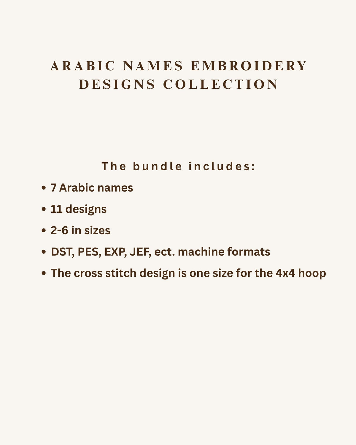 Arabic Names Embroidery Bundle, Islamic Calligraphy