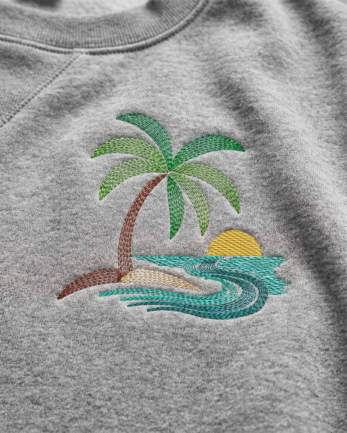 Tropical Palm Tree Embroidery Design, Beach Sunset Machine Embroidery