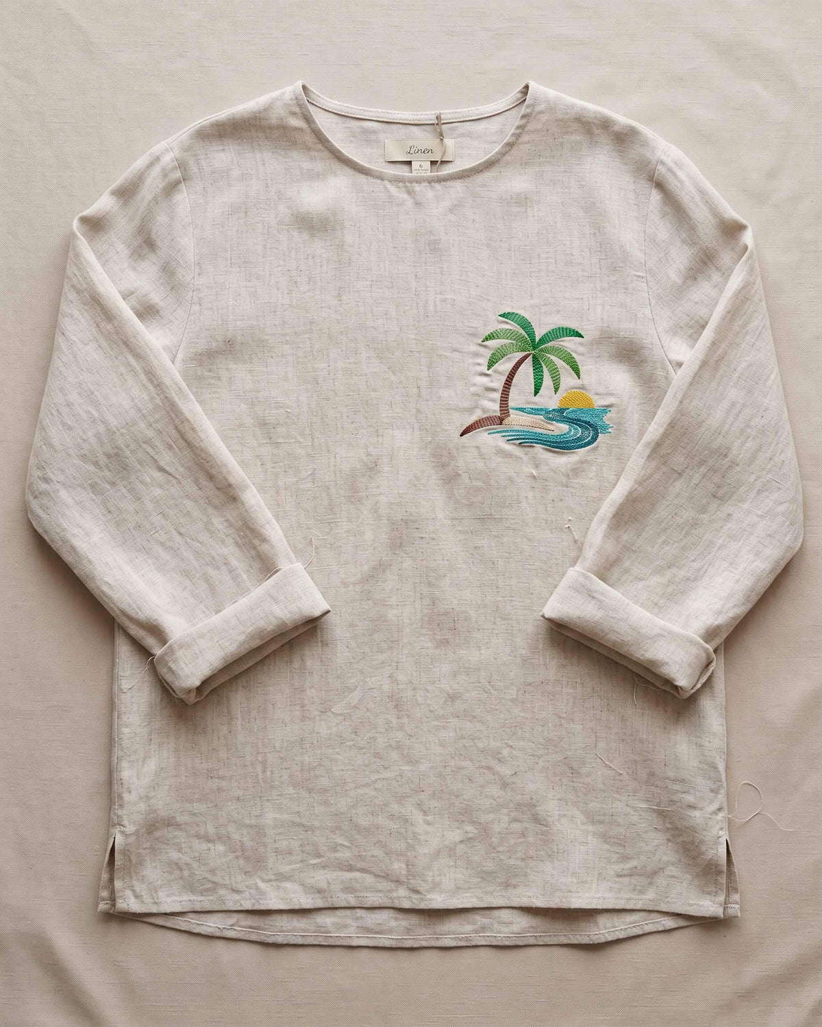 Tropical Palm Tree Embroidery Design, Beach Sunset Machine Embroidery