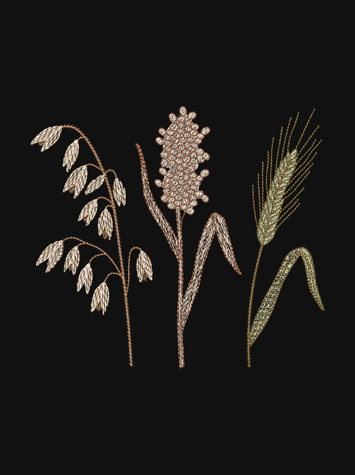 Delicate Meadow Grass Embroidery Design, Botanical Wildflower Machine Embroidery