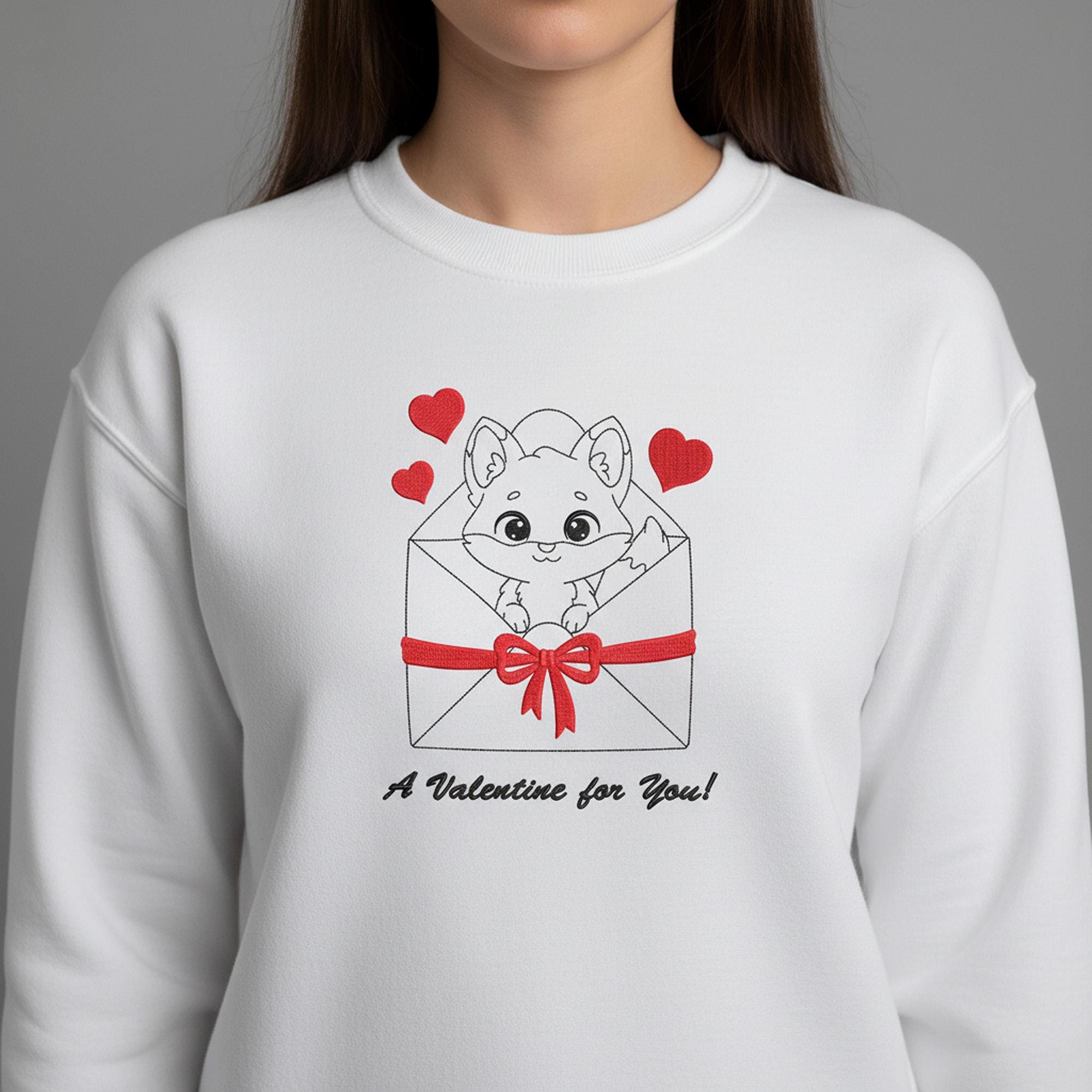 close-up preview of Valentine Fox Embroidery Design