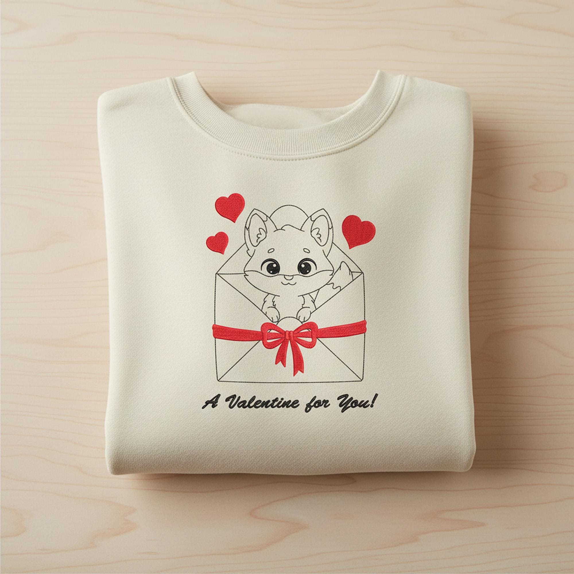 Valentine Fox Embroidery Design mockup preview 3