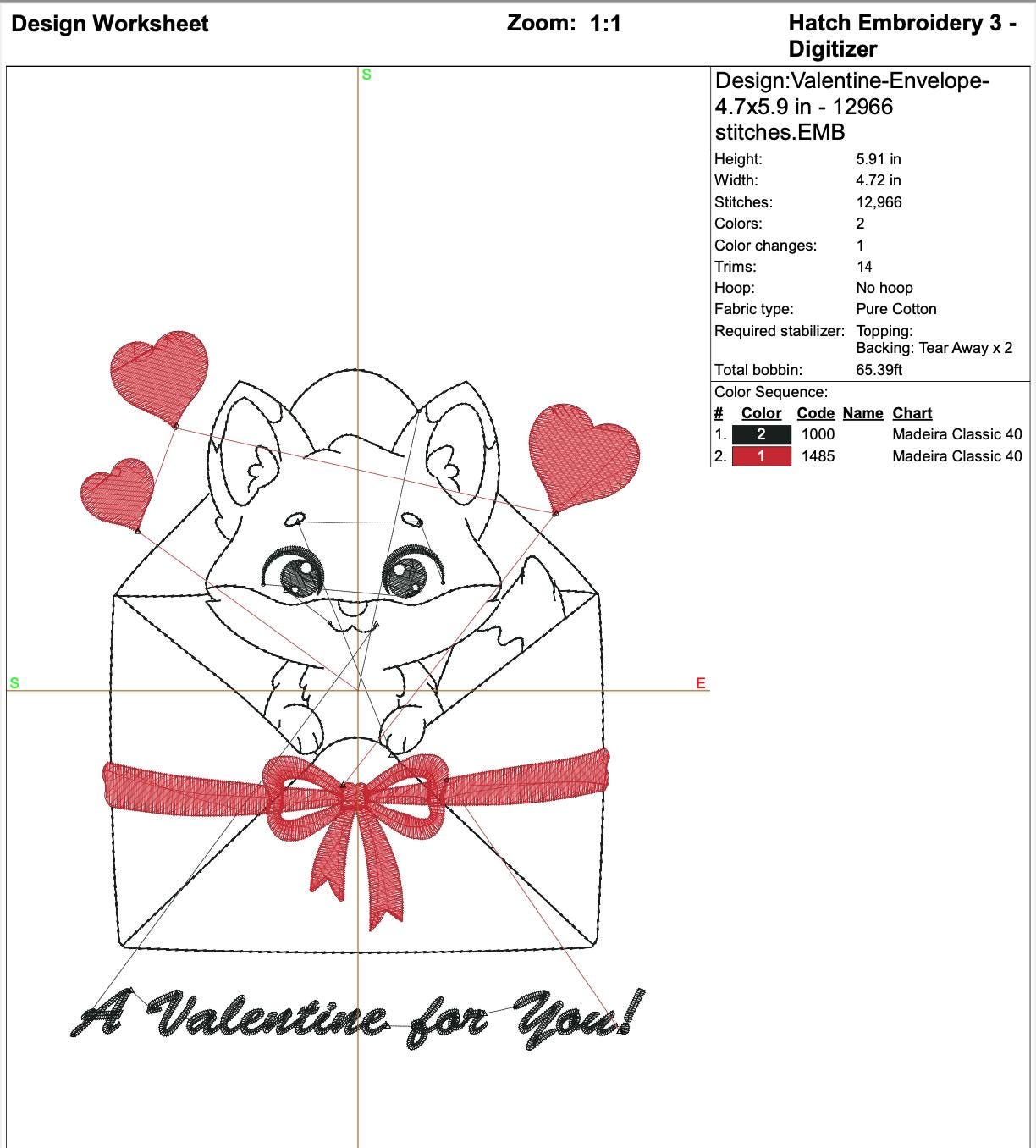 Valentine Fox Embroidery Design mockup preview 7