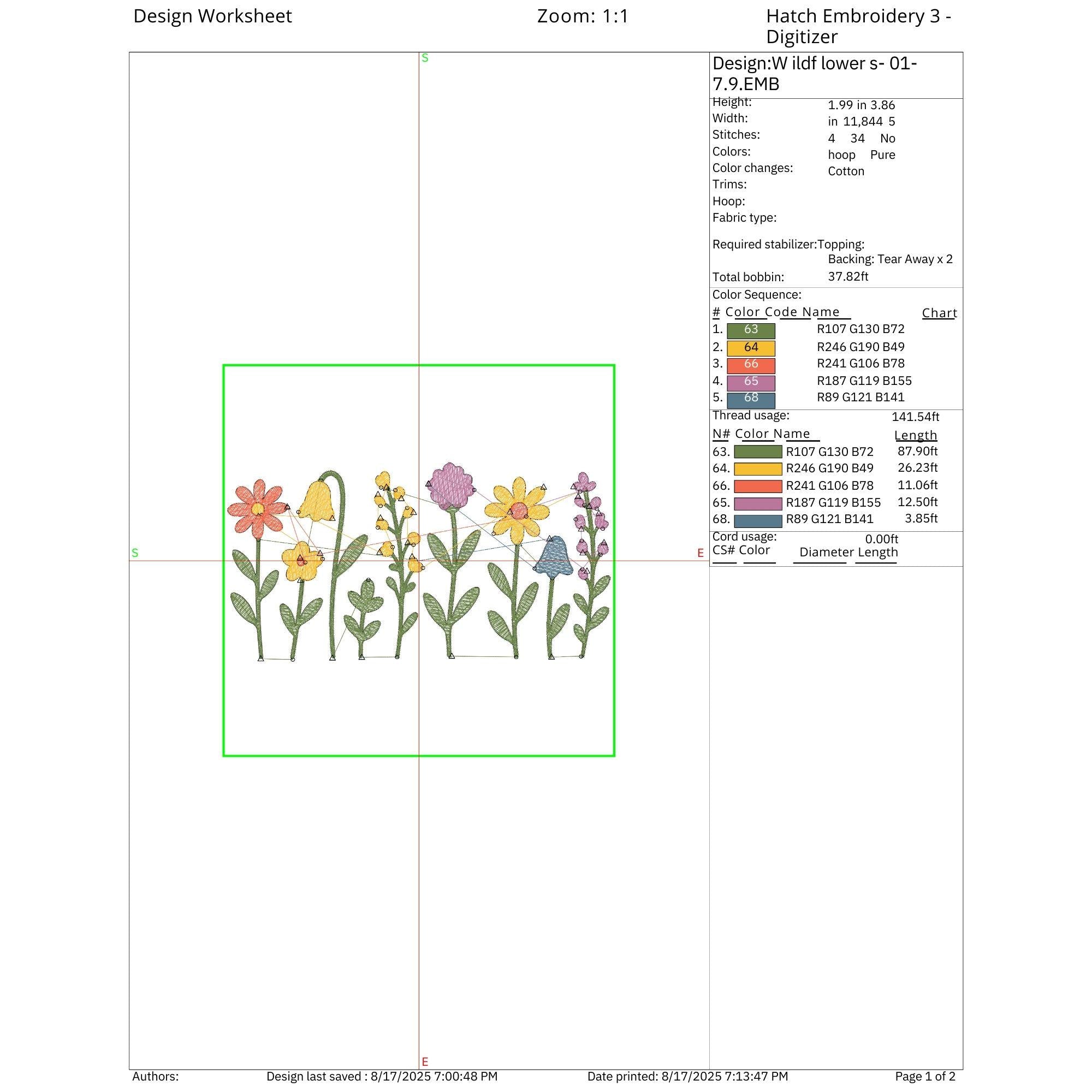 Wildflower Floral Border Machine Embroidery Design mockup preview 3